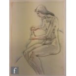 Albert Wainwright (1898-1943) - Seated female nude, watercolour, unsigned, unframed, 35.5cm x 25.