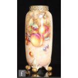 A later 20th Century Royal Worcester Fallen Fruit vase panel decorated by Freeman with hand