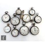 Ten early 20th Century pocket and fob watches to include a full hunter and open faced examples,