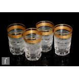 A set of four 20th Century Moser clear cut crystal table double shot glasses in the Splendid