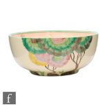 A Clarice Cliff Aurea pattern Holborn shape bowl circa 1937, hand painted with tonal pink and