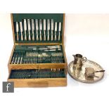 A mid 20th Century silver plated canteen of cutlery for eight place setting to include dessert and