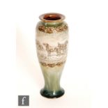 A late 19th Century Royal Doulton stoneware vase decorated by Hannah Barlow with a band of incised