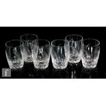 A set of six post war Stuart and Sons crystal glass tumblers in the Ellesmere pattern designed by