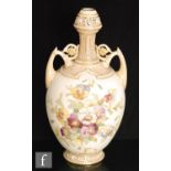 A large late 19th Century Royal Worcester shape 1200 vase, the body decorated with a spray of