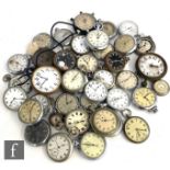 A parcel lot of assorted chrome and white metal pocket watches and stop watches to include Smiths