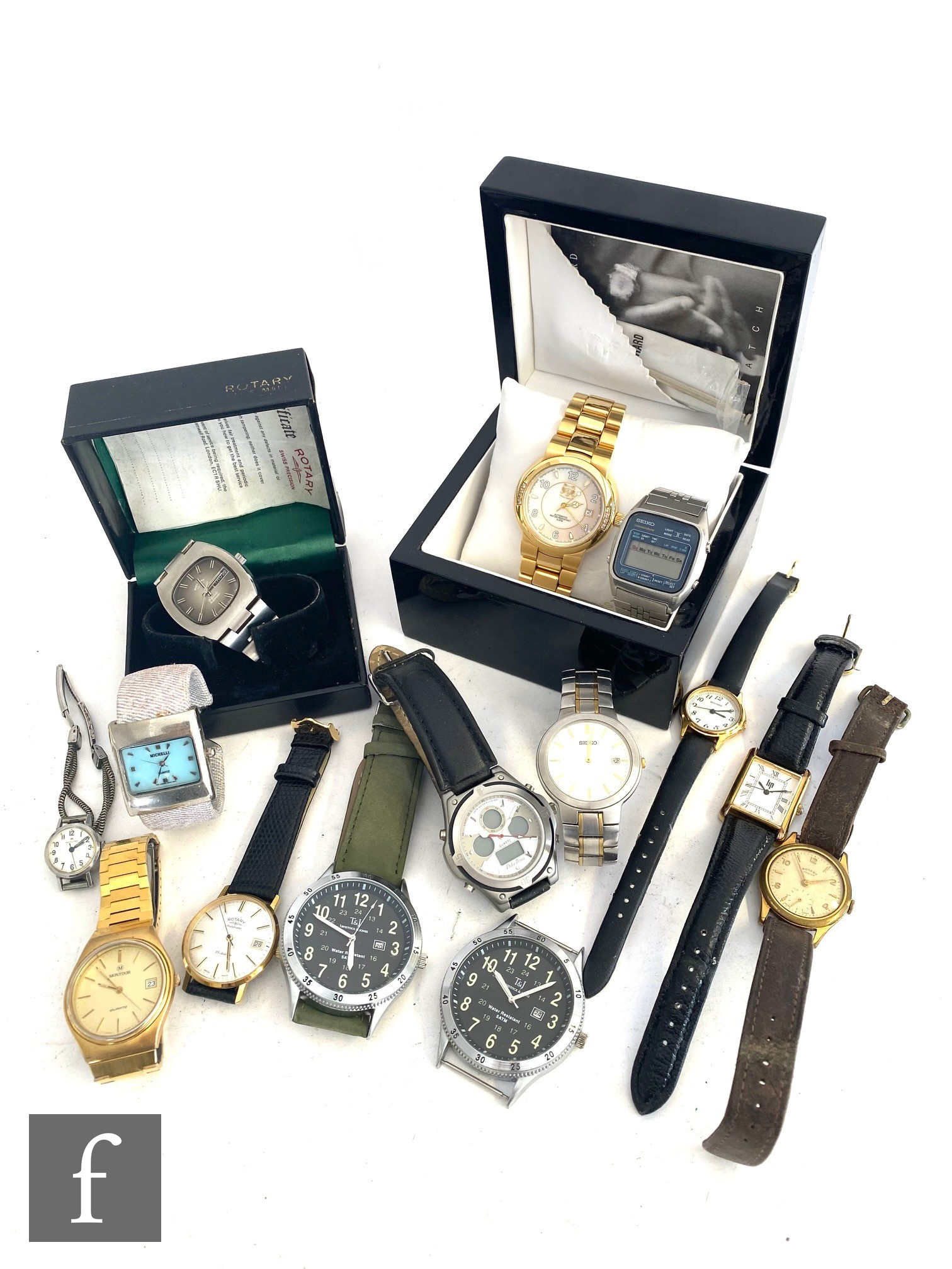 A small parcel lot of assorted lady's and gentleman's wrist watches to include Rotary, Tavistock &