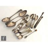 A parcel lot of Georgian and later hallmarked silver flatware to include three table spoons and