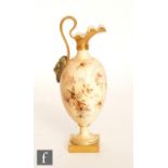 A late 19th Century Royal Worcester blush ivory shape 1144 pedestal ewer, hand painted by Edward