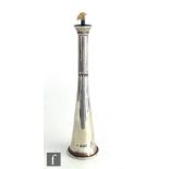 A hallmarked silver table lighter modelled as a hunting horn, height 19cm, weight 6oz (loaded),