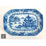A Chinese blue and white Qianlong (1735-99) export porcelain platter, of octagonal form decorated