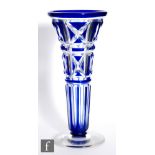 A 1930s John Walsh Walsh vase in the Kenilworth pattern, of footed and flared trumpet form and cased