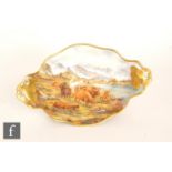 A later 20th Century hand painted pedestal bowl hand painted by former Royal Worcester artist