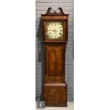 A 19th Century mahogany longcase clock with an eight-day movement, the 14 inch painted dial with