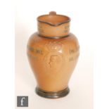 A late 19th Century Doulton Lambeth saltglazed stoneware jug commemorating Benjamin Disraeli, Earl