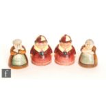 Two later 20th Century Royal Doulton cruet sets comprising Votes for Women, Toll for Men and Tweedle