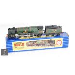 A Hornby Dublo 3235 4-6-2 BR green rebuilt West Country Class 'Dorchester' 3 rail locomotive,