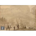 ATTRIBUTED TO SELINA BRACEBRIDGE (1800-1874) - A view in Chamonix, sepia wash drawing, 22.5cm x