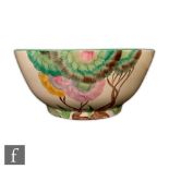 A Clarice Cliff Aurea pattern Havre shape bowl circa 1934, hand painted with tonal pink and green