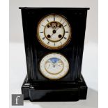 A 19th century perpetual slate calendar clock by W Edwards Birmingham, circular white enamelled dial