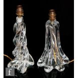 A 19th century Sevres clear crystal lamp base of twist form, height 29cm, together with an Art