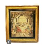 A mid 19th Century Berlin wool work depicting The Last Supper, framed 44cm x 38cm, frame size 62cm x