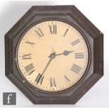 A George VI GPO brown Bakelite octagonal wall clock with Magenta impulse movement, width 44cm, S/D.