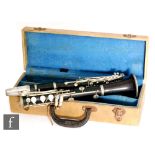 An early 20th Century French Couesnon Monopole clarinet in B flat, serial number 6540, with plated