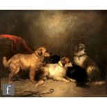 GEORGE ARMFIELD (1808-1893) - Spaniels in a stable, oil on canvas, signed and indistinctly dated,