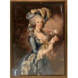 AFTER ELISABETH LOUISE VIGEE LE BRUN - Portrait of Marie Antoinette, miniature gouache on ivorine,