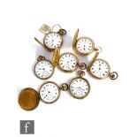Seven assorted gold plated crown wind pocket watches to include Watham, Elgin and others, sold as