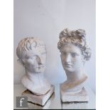 A 20th Century white composite bust of Julius Caesar, height 51cm, and another similar Emperor,