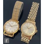 A gentleman's 9ct gold Eterna-Matic wrist watch batons to a silvered dial, case diameter 34mm,