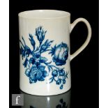 A large late 18th to early 19th Century Caughley cider mug decorated in the underglaze blue and