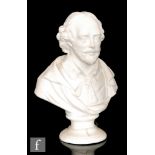 A small 19th Century parian bust of William Shakespeare, unmarked, height 22cm.