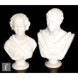 A pair of 19th Century Copeland 'Ceramic and Crystal Palace Art Union' Parian busts of the young