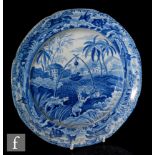 A 19th century Spode plate, blue and white transfer printed in the Common Wolf Trap pattern from the