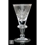 A 20th Century drinking glass in the early 18th Century style, the conical bowl with heavy basal
