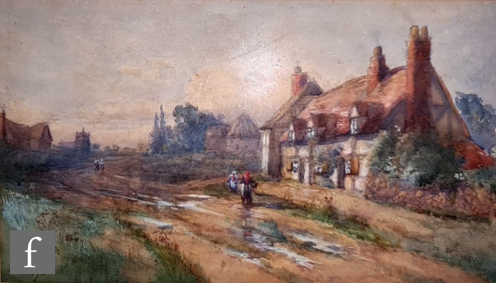 T. BROOKS (LATE 19TH CENTURY) - Figures on a country lane, watercolour, signed and dated '78,