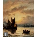 WILLIAM THORNLEY (1857-1935) - Barges at sunset,oil on canvas, signed, framed, 35cm x 29cm, frame