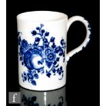 A large late 18th to early 19th Century Caughley mug decorated in the underglaze blue and white