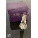 A lady's stainless steel diamond set Charriol quartz wrist watch, batons and Roman numerals to an