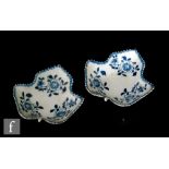 Amendment - Two 18th Century blue and white leaf shaped pickle dishes,