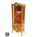 An early 20th Century Louis XIV style Vernis Martin gilt metal mounted vitrine, velvet lined