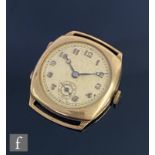 A gentleman's 9ct hallmarked wrist watch, Arabic numerals to a circular dial, case diameter 28mm,