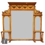 A 19th Century gilt and later painted triple overmantle mirror in the classical style, later painted