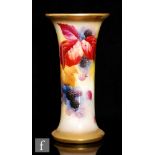 A 1930s Royal Worcester shape G323 trumpet vase panel decorated by Kitty Blake with hand painted