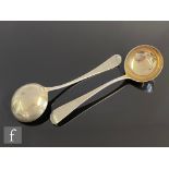Two early 19th century hallmarked silver ladles, each with engraved initial, weight 3oz, London
