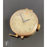 An early 20th Century 9ct hallmarked gentleman's Rolex wrist watch, Arabic numerals to a circular