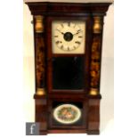 A late 19th century American wall clock by Seth Thomas, eight day striking movement enclosed by a